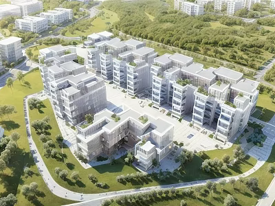 Classic European Architecture Residential Complex With Green Surroundings And Symmetrical Layout 3d model