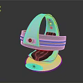 Futuristic Silver Weapon With Blue Accents Red Buttons And Sleek Base Design