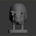 Shiny Silver Pig Sculpture on Decorative Base for Home Decoration