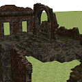 Ancient Stone Ruins With Arched Openings Moss Covered Steps And Blocks 3d model