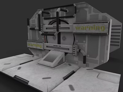 Industrial Mechanical Equipment With Warning Signs And Control Panel Interface 3d model