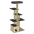 Multi Level Cat Tree With Scratching Posts Multiple Platforms And Wooden Base With Hole