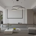Modern Living And Dining Room Interior With Sofa Coffee Table And Floor To Ceiling Windows