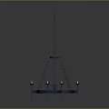 Classic Dark Iron Hanging Chandelier Light Fixture With Chain And Candle Holders
