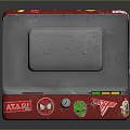 Open Red Metal Box With Rubik's Cube Pencils Stamp And Tape Storage