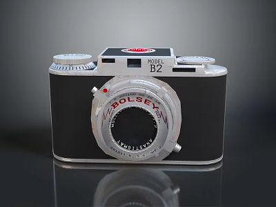 Vintage BOLSEY ROYAL DZ Camera With Classic Black White Design And Reflective Surface 3d model