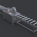 Heavy Duty Industrial Equipment Featuring Roller Conveyor and Metal Frame Processing System