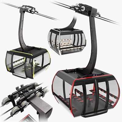 Modern Cable Car 3d model
