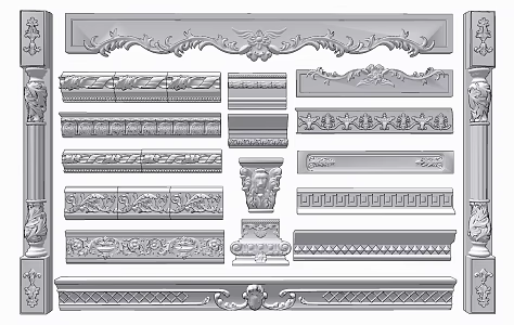 European-style gypsum line, classical gypsum carved line, Roman stone column 3d model