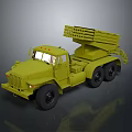 Olive Green Military Truck With Rocket Launcher And Six Wheeled Structure