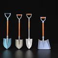 Hardware Tools Shovels Set Of Four With Various Colors And Wooden Handles