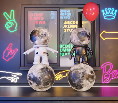 modern ornaments cyberpunk astronaut ornaments 3d model