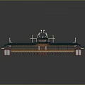 Traditional Chinese Building With Green Roof Curved Eaves Red Columns And Ornate Decorations