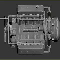 Metallic Silver Engine Mechanical Equipment With Intricate Pipes And Metal Parts
