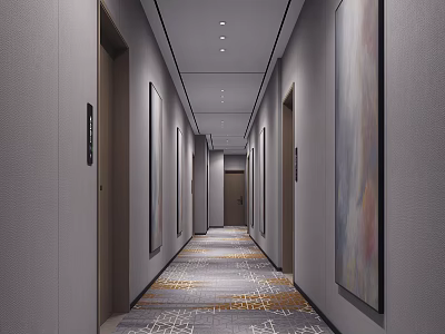 Hotel aisle 3d model