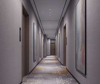 Hotel aisle 3d model