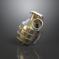 Metallic Hand Grenade With Classic Design Safety Pin And Reflective Finish On Dark Surface