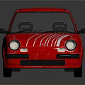 Red Small Car with White Stripes 129 Logo on Door and Pink Wheels