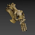 Detailed Animal Skull With Sharp Teeth And Bone Texture On Black Background