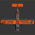 Vintage Passenger Plane Biplane Model With Orange Blue Graffiti Shark Mouth And Super Fly Design