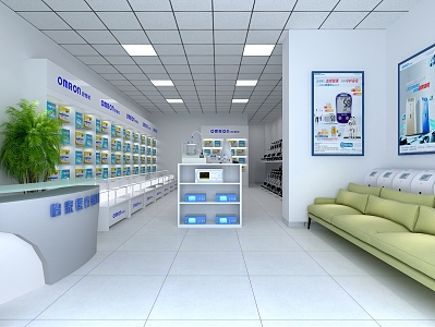 Commodity cabinet at front desk of medical equipment store 3d model