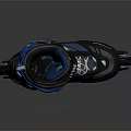 Blue And Black Shining Roller Skates With Four Wheels And Adjustable Straps
