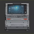 Futuristic White Mobile System Console With Blue Digital Screen And Wheels