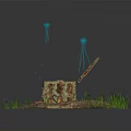 Open Treasure Chest Home Decor Filled With Gold Featuring Blue Jellyfish Starfish And Seaweed