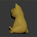 Yellow Cat Shaped Decorative Furniture Accessory With Grumpy Expression And Sitting Pose 3d model