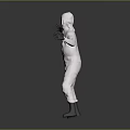 Person In White Protective Suit With Arms Outstretched On Gray Background