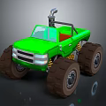 Green Monster Truck With Large Tires Open Top And Silver Grille