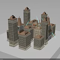 Urban Building Complex Model With Tall Towers Diverse Roofs And Beige Exteriors