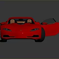 Red Sports Car With Open Gull Wing Doors And Brown Interior Design