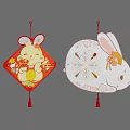Cute Rabbit Shaped Lanterns with Various Colors and Festive Patterns for Decoration 3d model