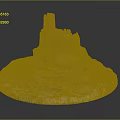 Scenic Sand Castle Model Featuring Tower Multi Layer Circular Base Earth Yellow Tone Dark Background 3d model