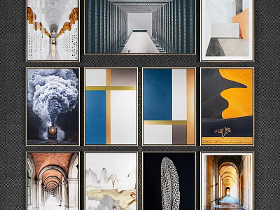 Landscape Paintings Collection With Various Artistic Styles And Decorative Elements For Wall 3d model