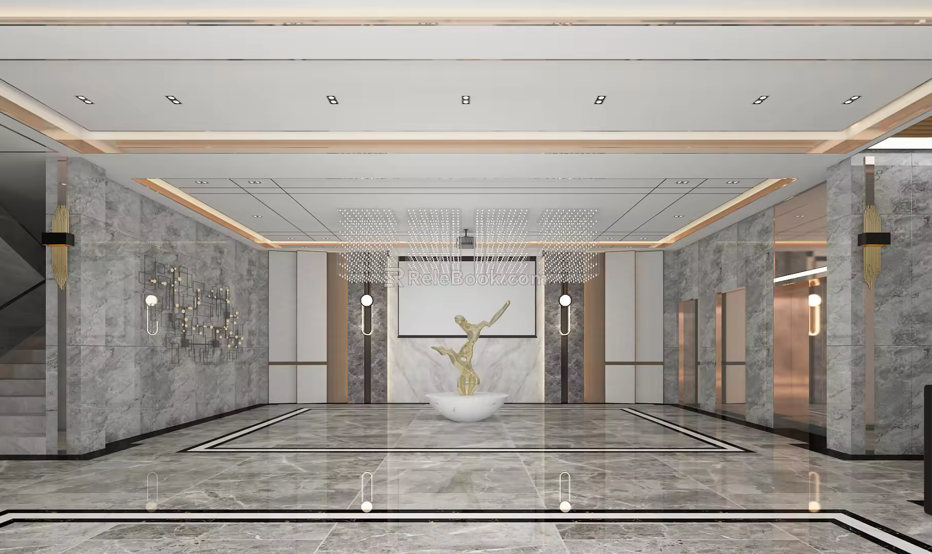 Modern Hall Panoramic View 3d model