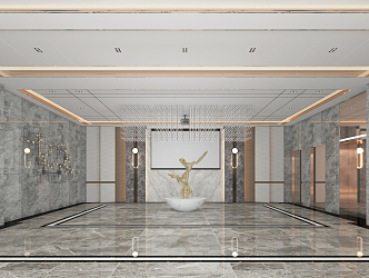 Modern Hall Panoramic View 3d model