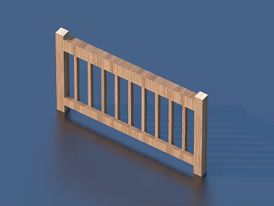Garden Ornament Wooden Railing With Vertical Slats And Square Posts Simple Design 3d model