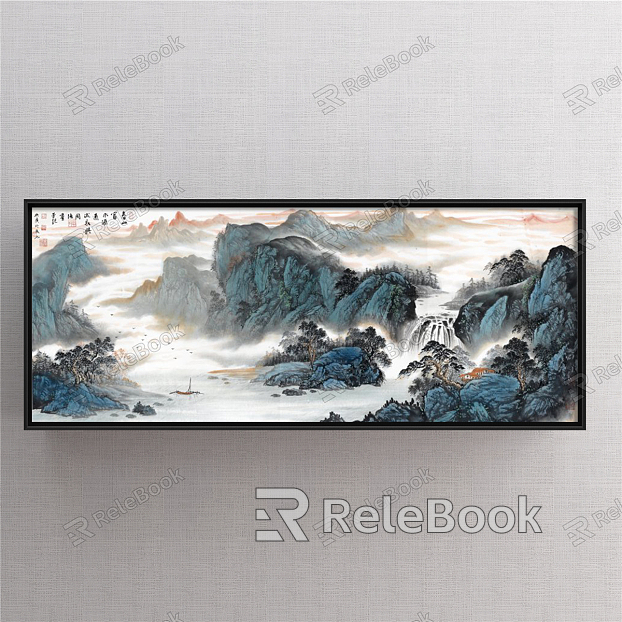 New Chinese Landscape Painting Blue Living Room Landscape model