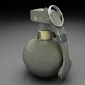 Green Military Grenade With Metal Safety Ring Yellow Base And Lever Handle Design