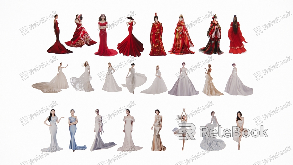 2D Wedding Dress Costume Characters model