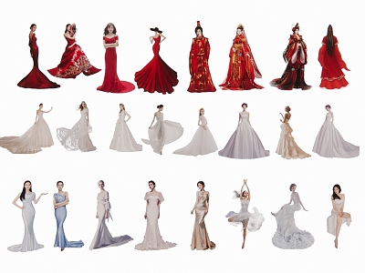 2D Wedding Dress Costume Characters model