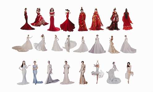 2D Wedding Dress Costume Characters 3d model