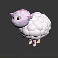 Cute Cartoon Sheep Character With White Wool And Pink Ears Nose Legs