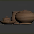 Natural Wooden Tea Set With Teapot Cup Tray And Bowl For Home Daily Use