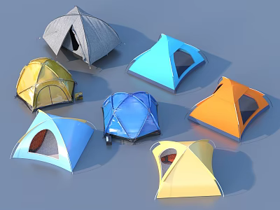 Colorful Multiple Outdoor Tents With Different Colors For Camping And Hiking Gear Supplies 3d model