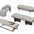 Flannel Bed End Stool Sofa Stool Pedal Shoe Changing Stool 3d model
