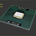 CPU Chip With Green Circuit Board And Silver Core Model Label Integrated Circuit Design 3d model
