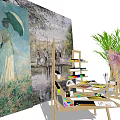 Professional Art Supplies Setup With Easels Canvases Paints And Palettes Near Plant And Floor Lamp